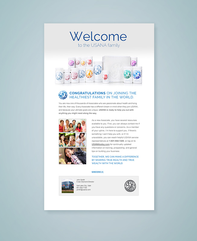 USANA email Welcome